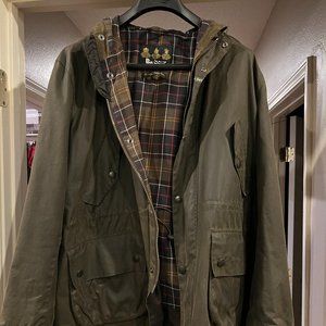 Barbour Derwent XL men's hooded waxed cotton coat Olive(incredible condition)